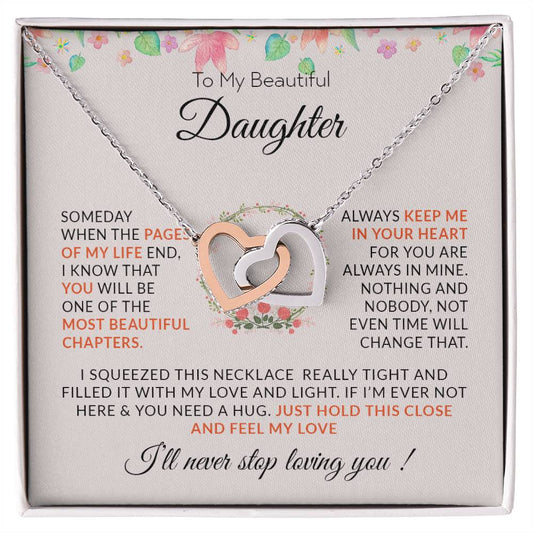 To My Beautiful Daughter | I'll Never Stop Loving You - Interlocking Hearts necklace